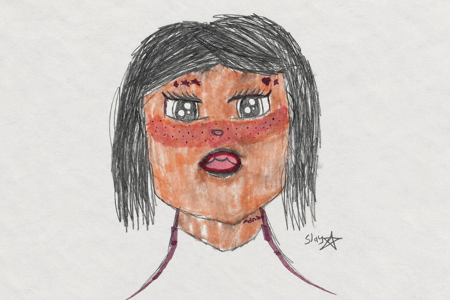 Original hand-drawn Paper Worlds Art portrait artwork by Adrina
